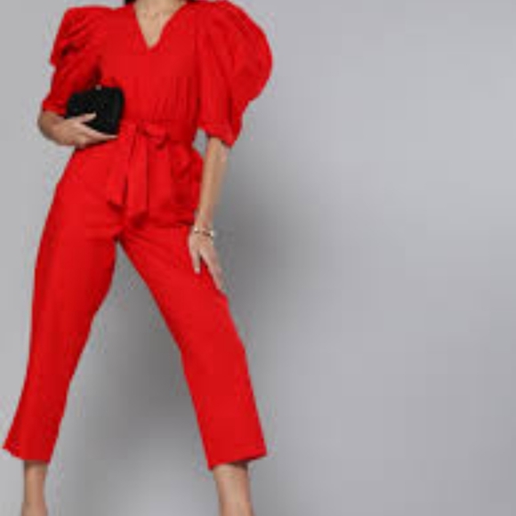 Sassfrass Red Tapered Leg Jumpsuit - New - Picture 4 of 7